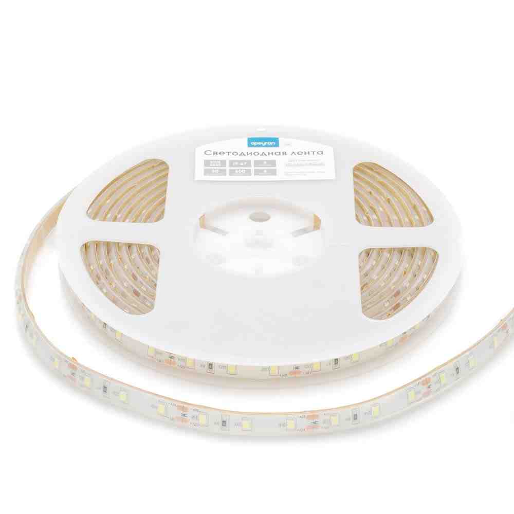 Светодиодная влагозащищенная лента Apeyron 12В 2835 6Вт/м 6500К 600Лм/м 5м IP67 00-126
