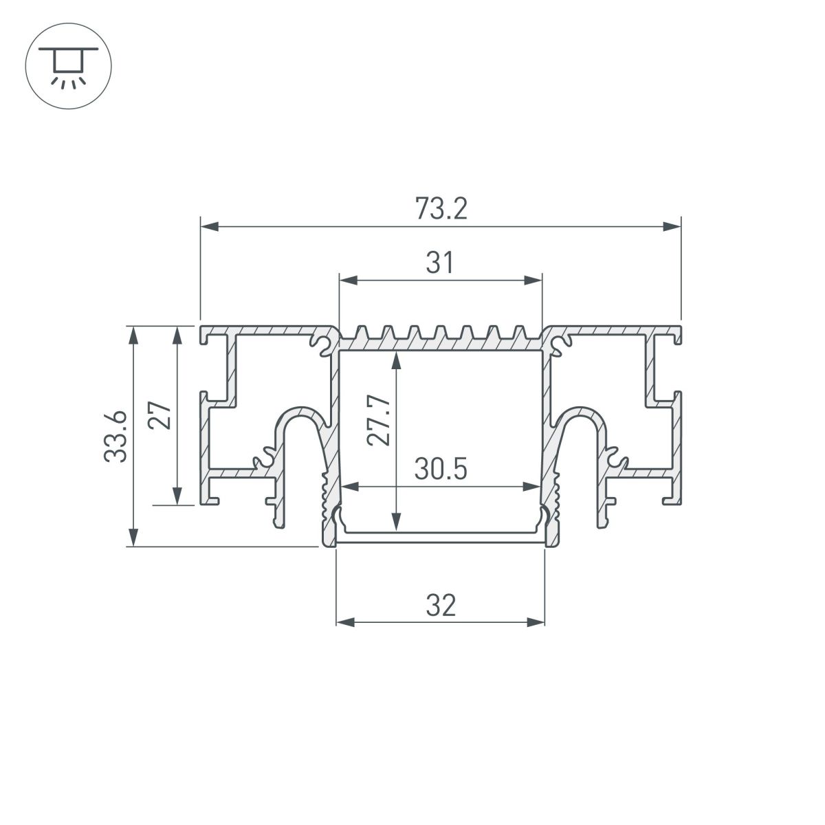Профиль Arlight STRETCH-32-CEIL-CENTER-2000 BLACK 055208