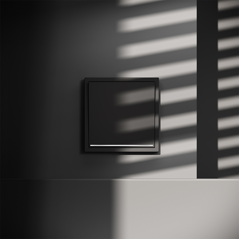 Проходной переключатель одноклавишный с подсветкой Voltum S70 VLS010408 (черный матовый)