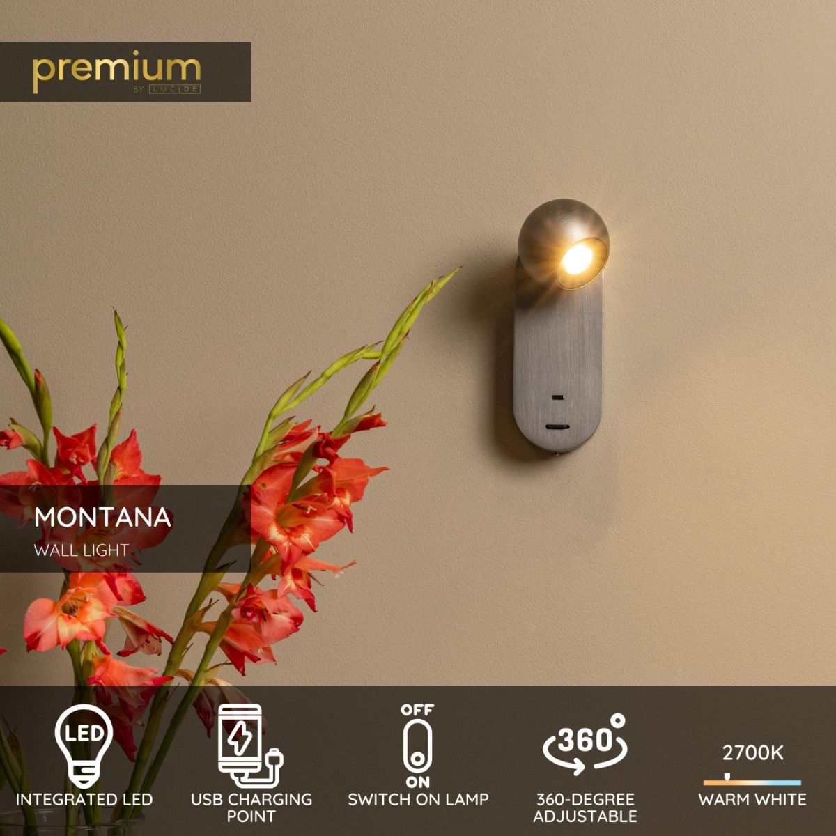 Настенный светильник Lucide Montana 68200/06/15