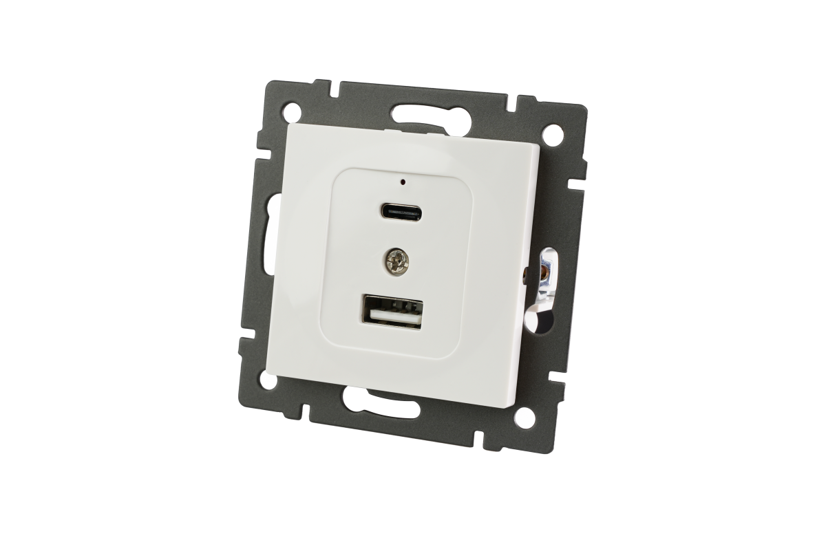 Механизм USB розетки Arlight SCT-MUAC-PL-WH-V (5V, 3A, QC4) 049839