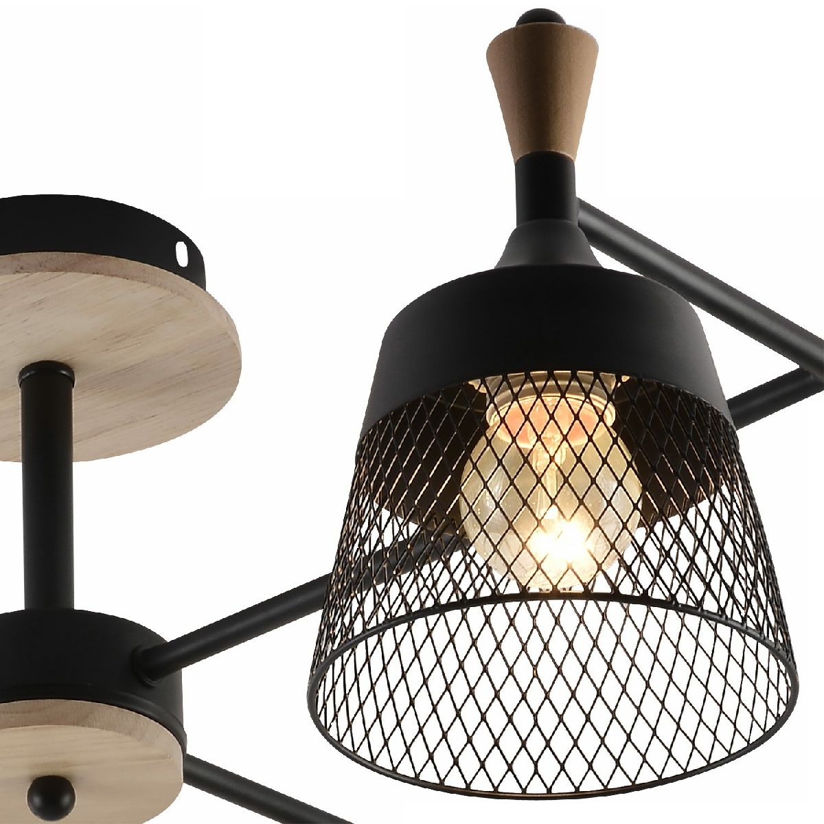 Люстра на штанге Reluce 01492-0.3-08 BK+WOOD