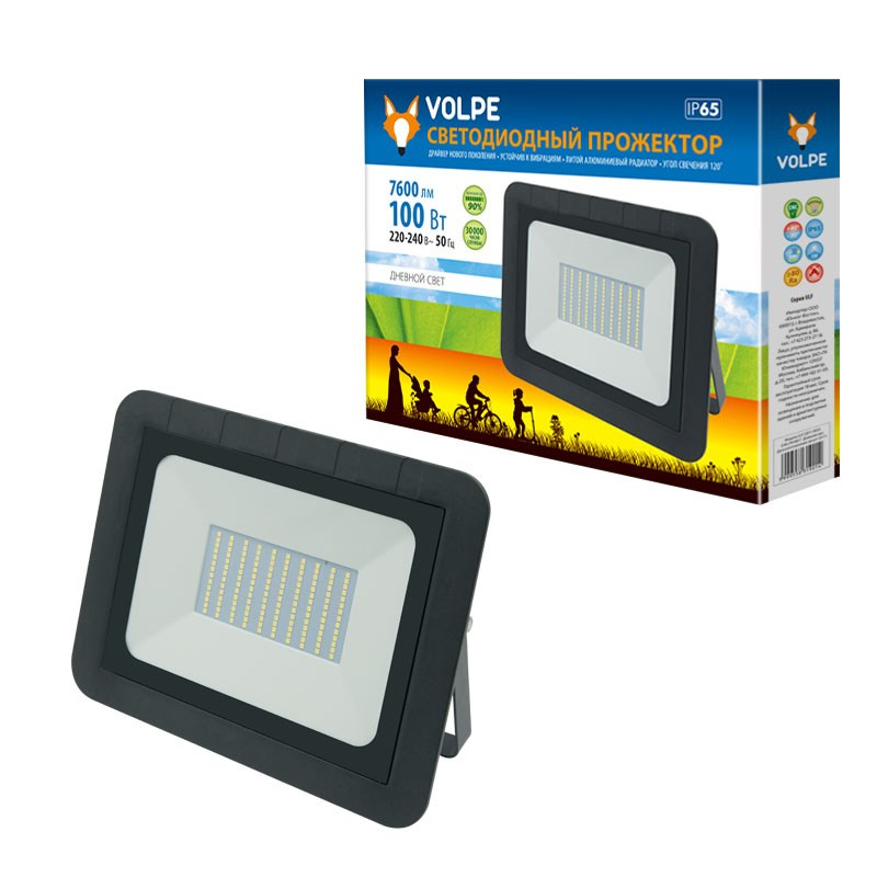 Прожектор светодиодный (UL-00000243) Volpe 100W ULF-Q511 100W/DW IP65 220-240В Black