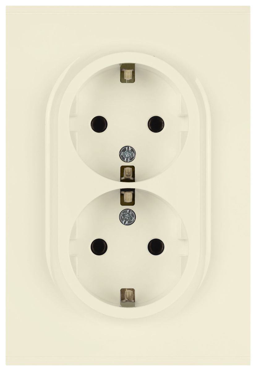 Розетка Эра Arktik 16-2105-02 двойная с заземлением 2X2P+E Schuko со шторками 16А-250В слоновая кость Б0070455