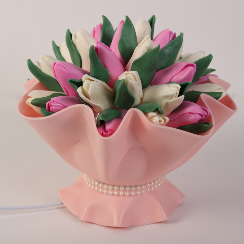 Настольная лампа Uniel ULW-R07 T/3000K/150F/A Букет тюльпанов Сливочно-розовый UL-00009810