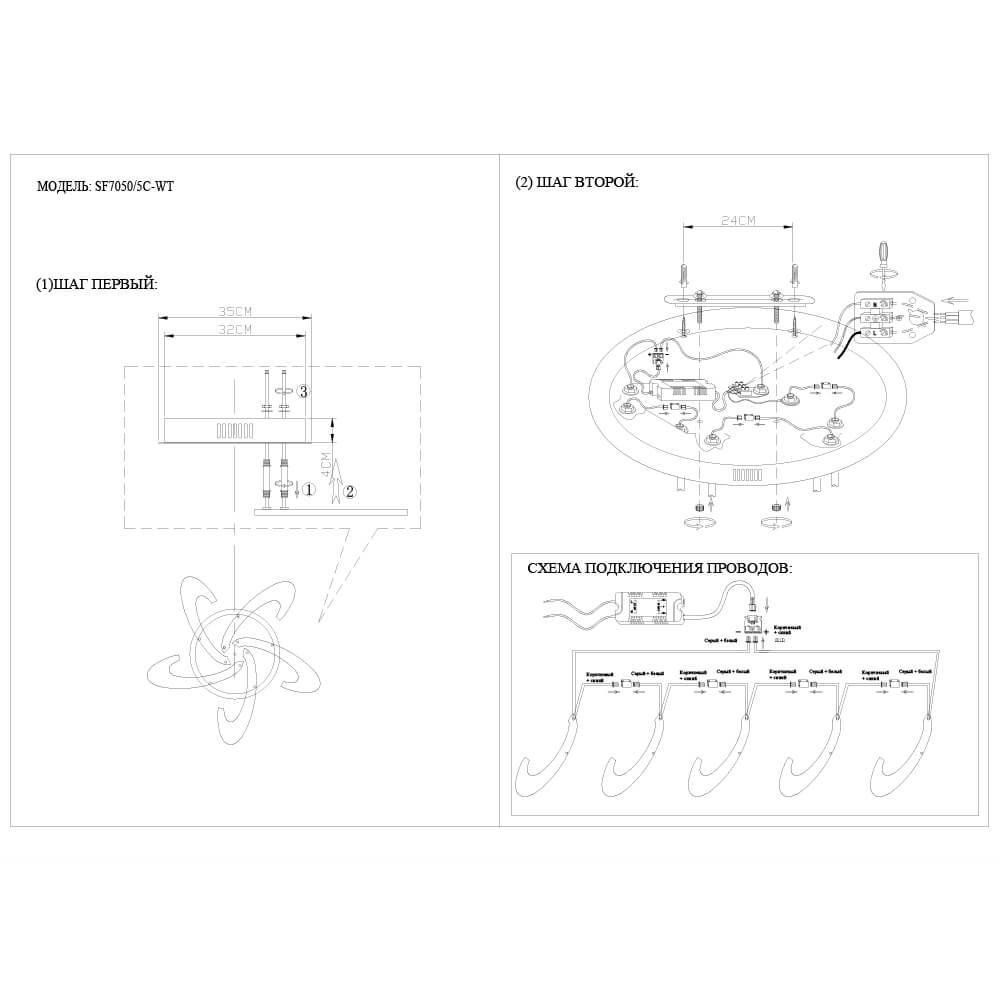 Потолочная светодиодная люстра Seven Fires Hanna SF7050/5C-WT