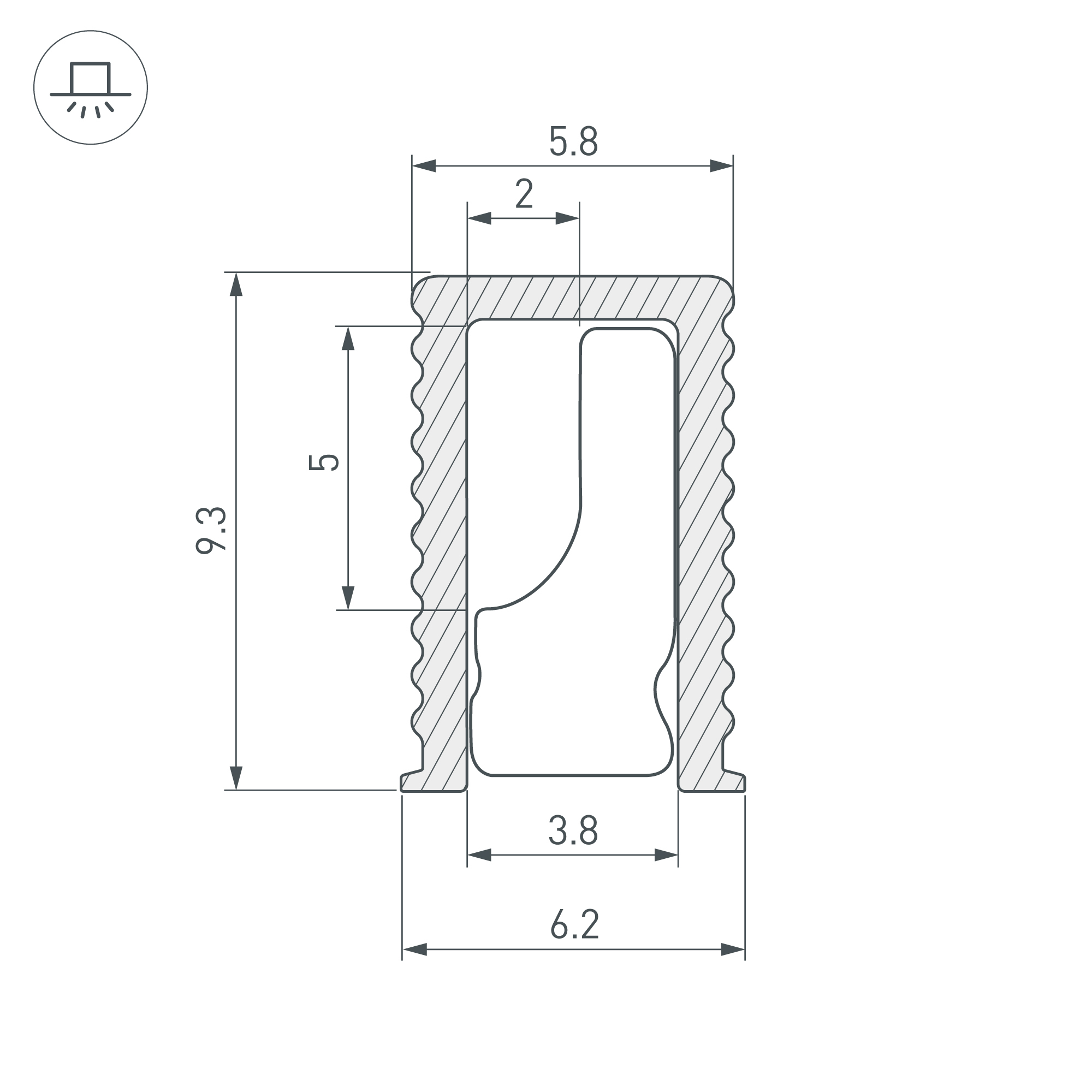 Алюминиевый профиль Arlight SL-MINI-6-H9-2000 ANOD OLIVE GREY 038203