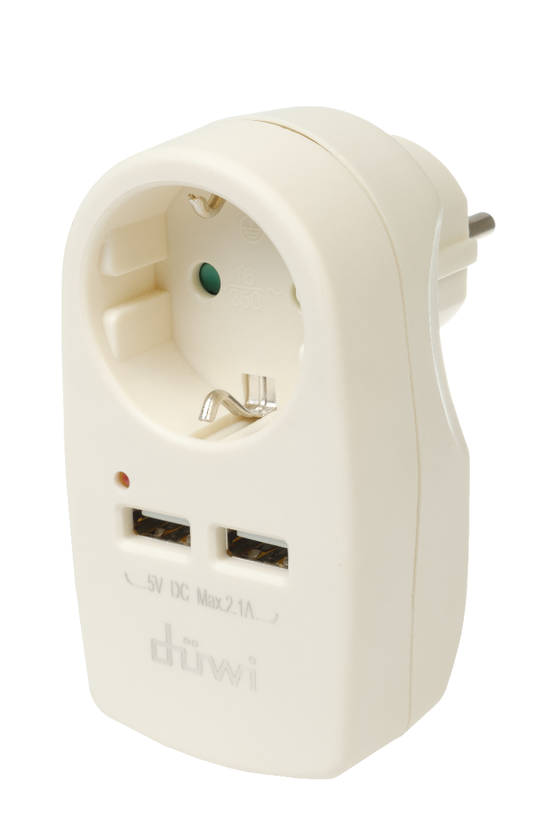 Адаптер 1 гнездо + 2 USB порта на евро вилку Duwi 27420 9