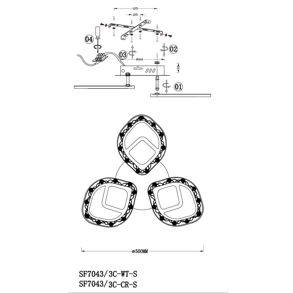 Потолочная люстра Seven Fires Даяно SF7043/3C-WT-S
