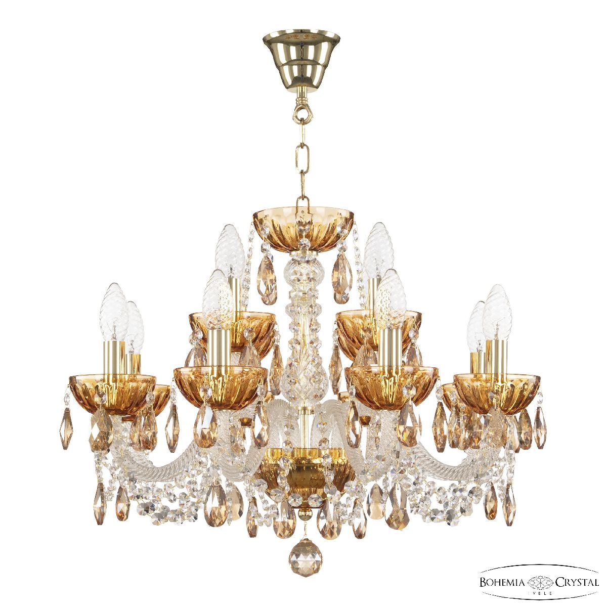 Подвесная люстра Bohemia Ivele Crystal 5402/8+4/195 G Amber/M-1H K721