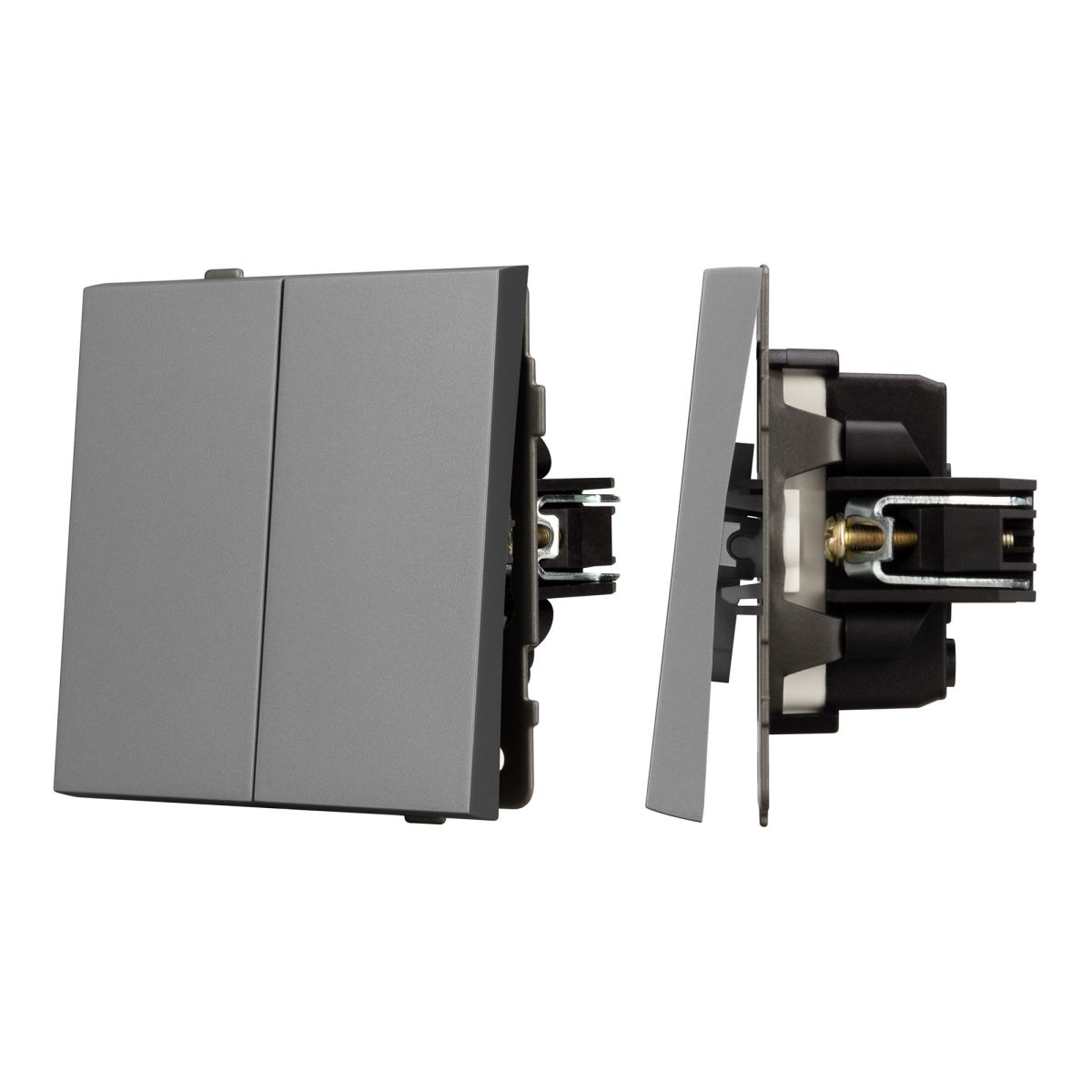 Механизм выключателя двухклавишный проходной Arlight SWT-TENDO-MKP2-PL-GR (230V, 10A) 054068