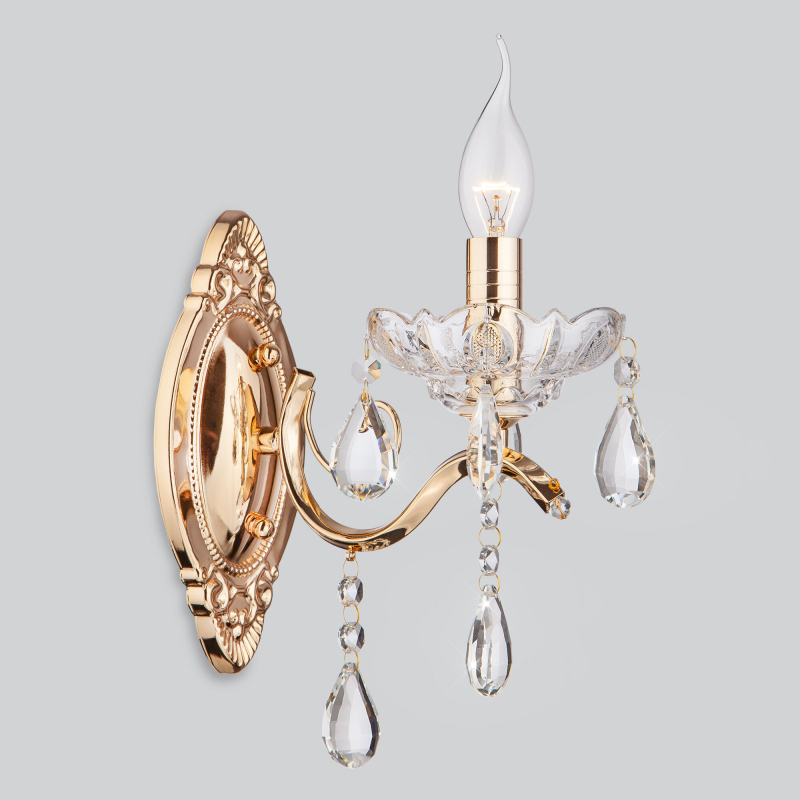 Бра Eurosvet Brianna 3188/1 золото/прозрачный хрусталь Strotskis