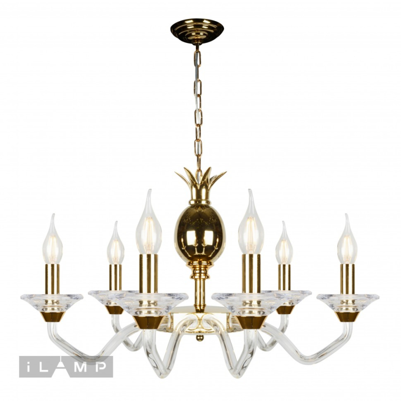Подвесная люстра неоклассика iLamp Flo YT2049-6 GD+Cear