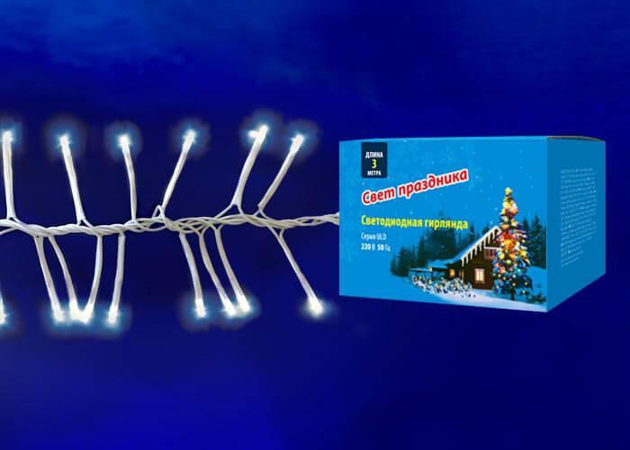 Светодиодная гирлянда (UL-00005476) Uniel 220V белый ULD-S0300-200/DTA White IP20 Firecracker