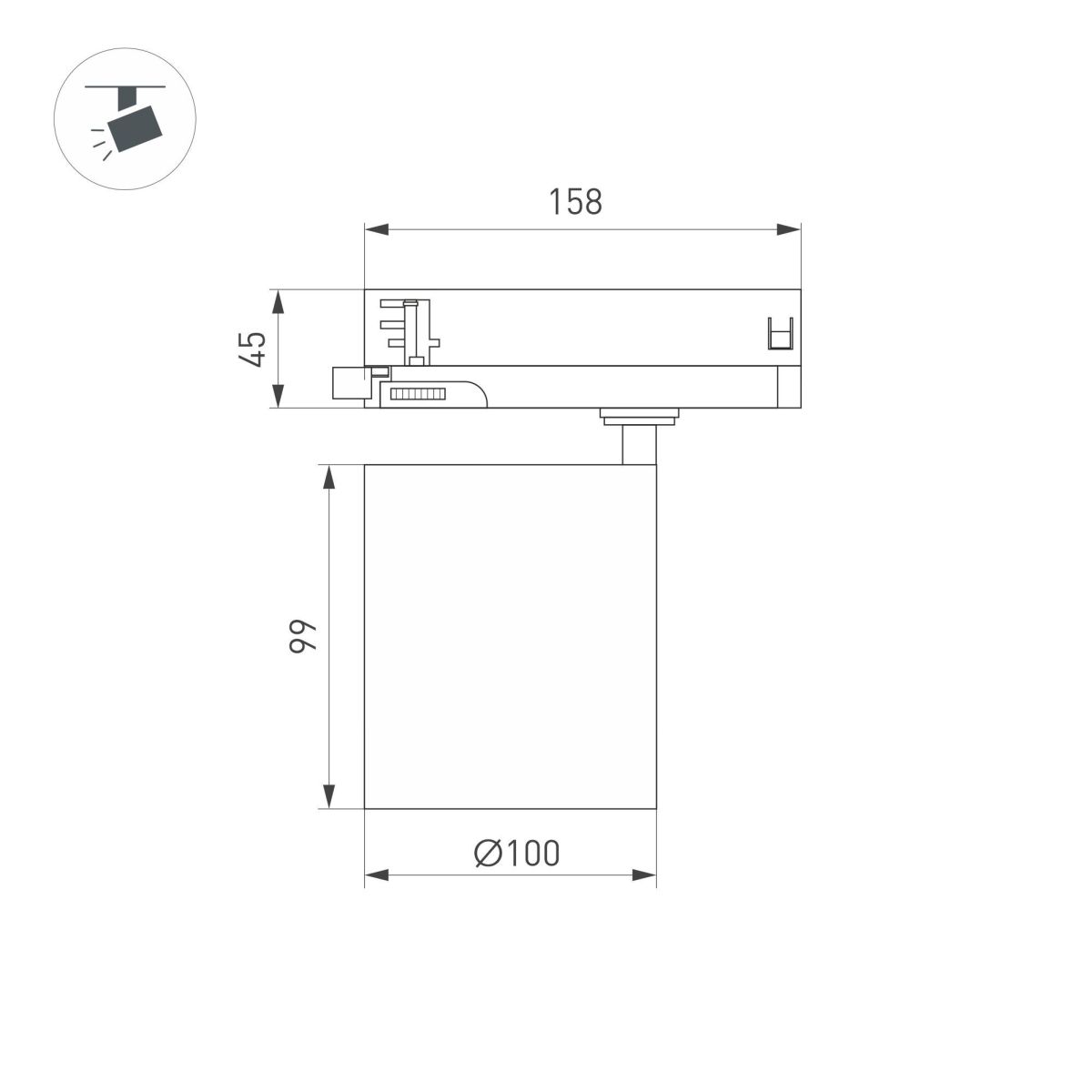 Трековый трехфазный светильник Arlight LGD-DYKE-4TR-R100-36W Day4000 (WH, 50 deg, 230V) 052291
