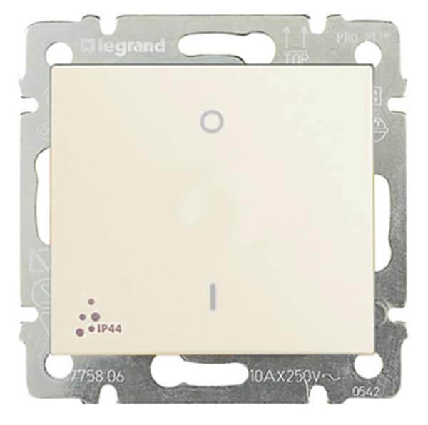 Выключатель одноклавишный двухполюсный Legrand Valena 10A 250V IP44 слоновая кость 774192
