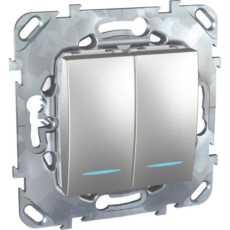 Выключатель двухклавишный с подсветкой Schneider Electric Unica MGU5.0101.30NZD