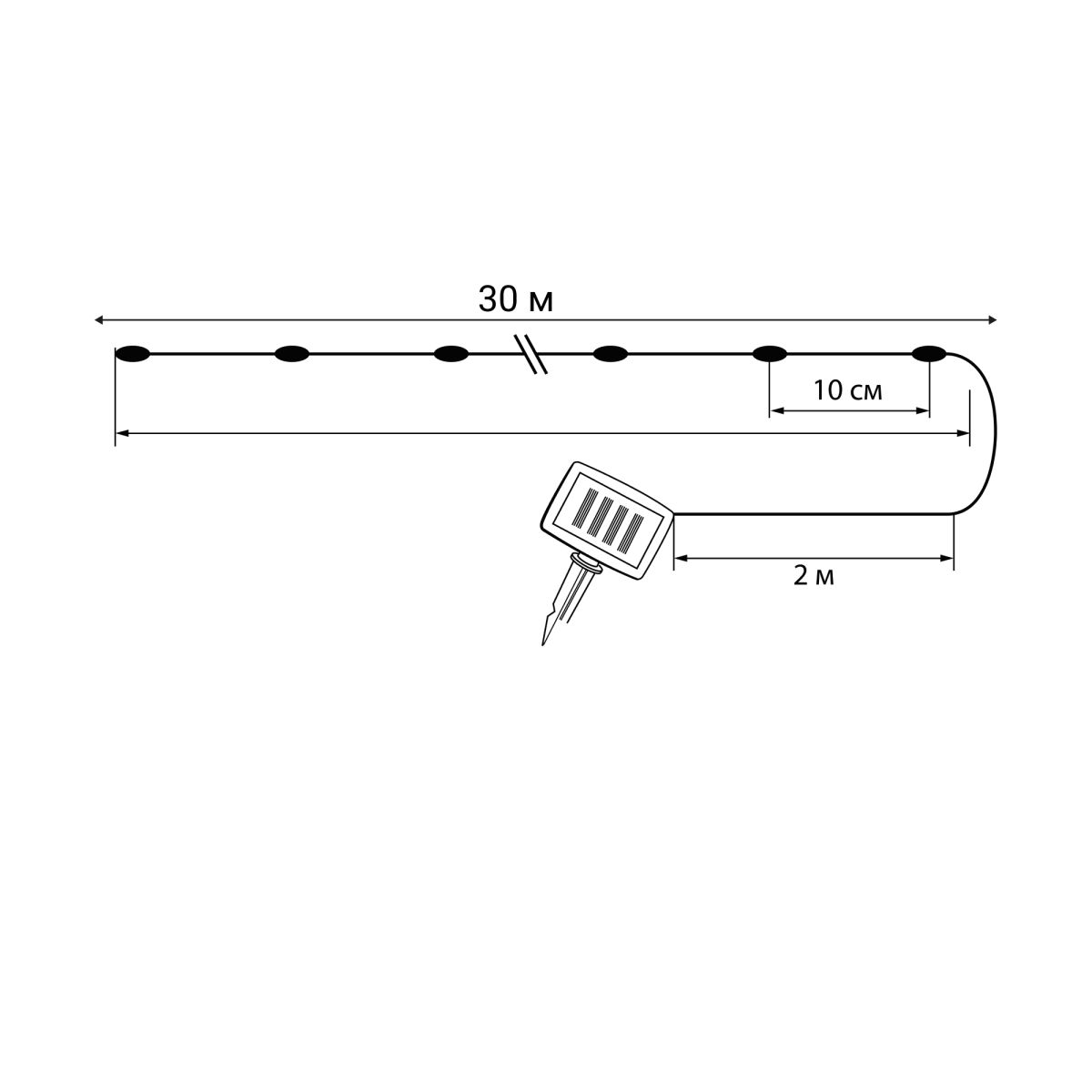 Садовая гирлянда на солнечной батарее Uniel USL-S-128/PT30000 WARMWHITE DEW UL-00012694