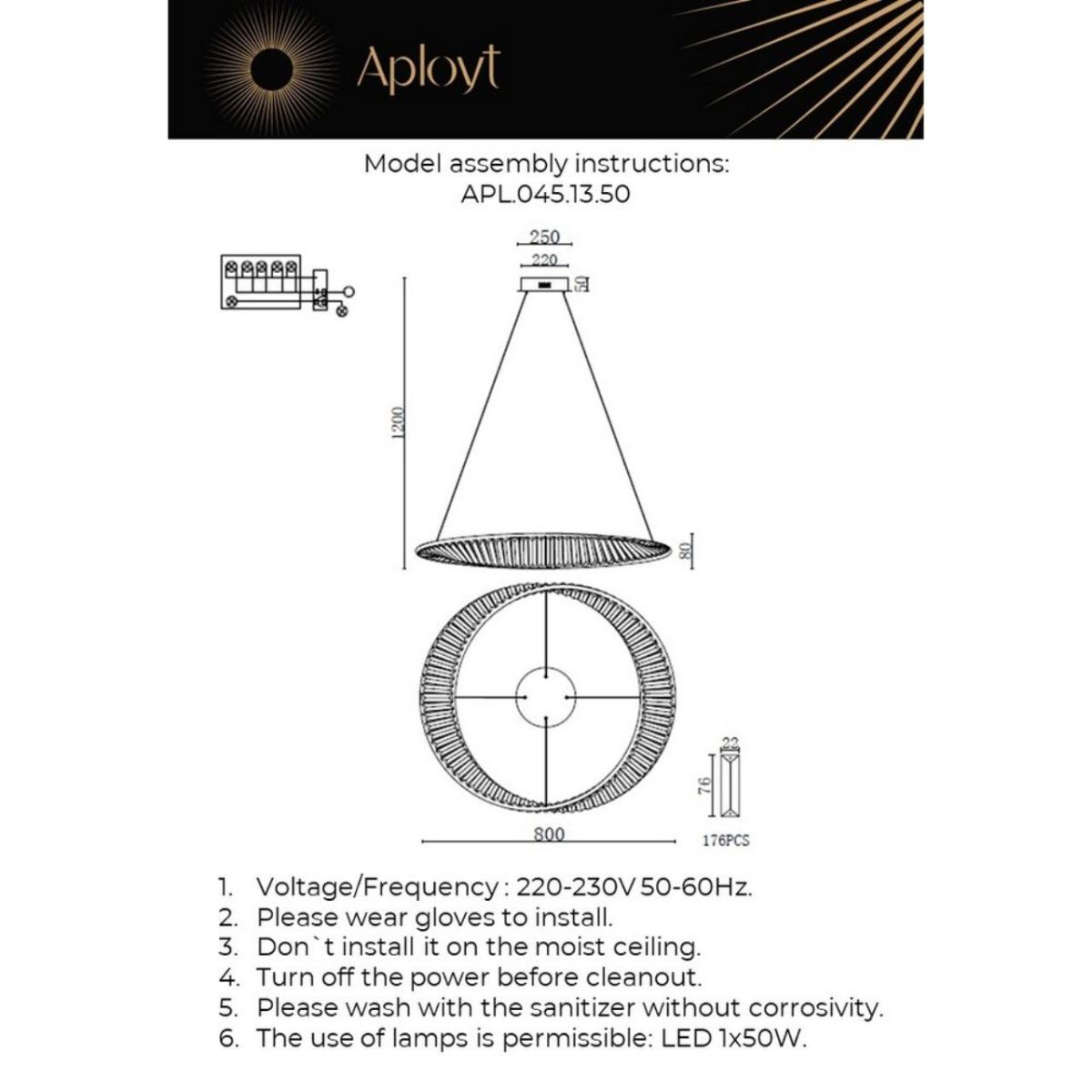 Подвесная люстра Aployt Olimp APL.045.13.50