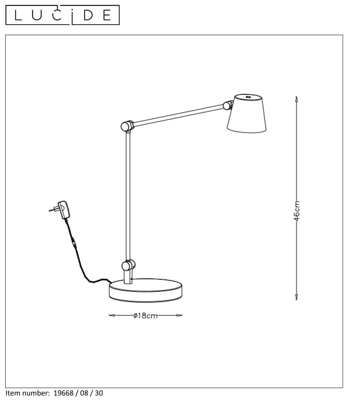 Настольная лампа Lucide JORIUS 19668/08/30 в Москве