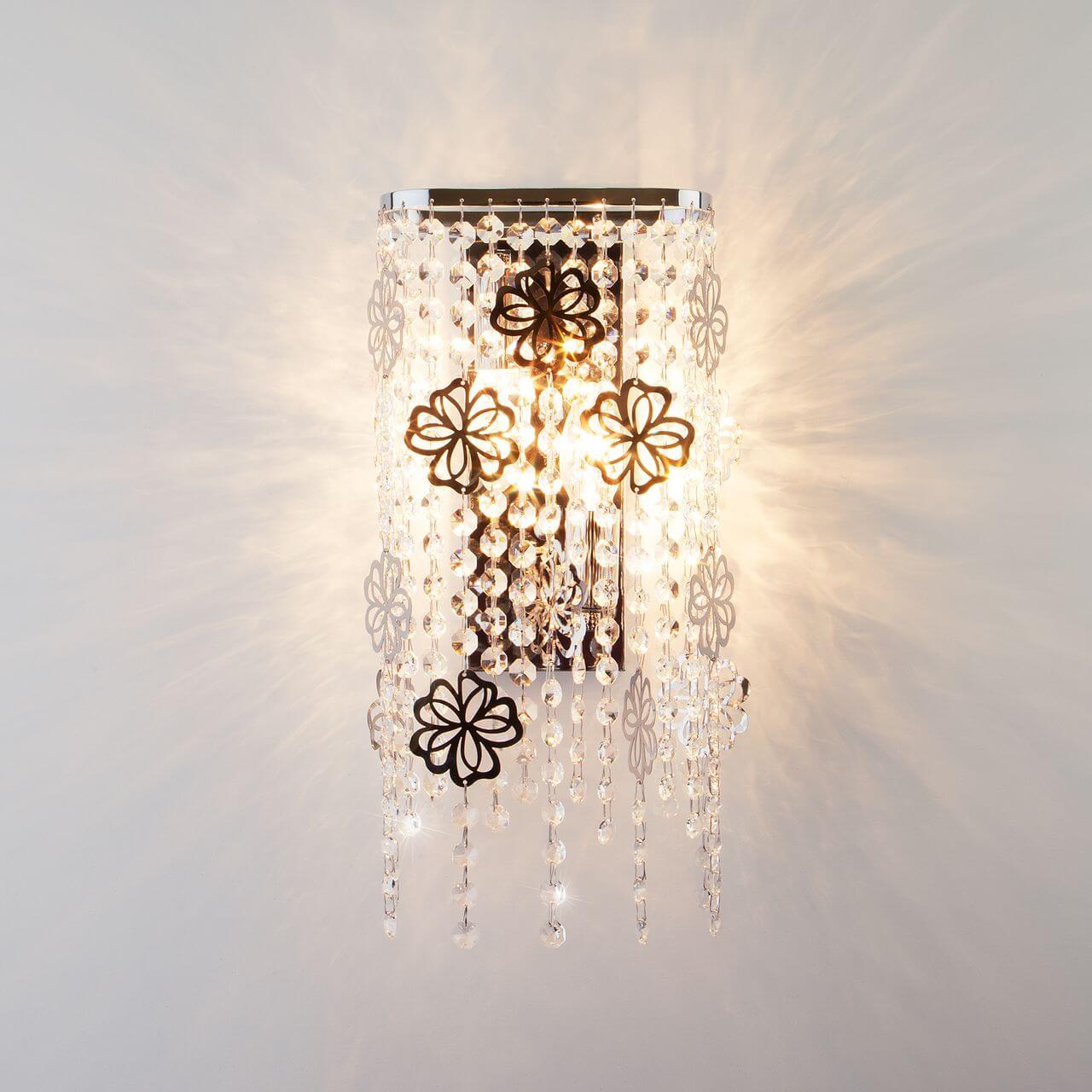 Настенный светильник Eurosvet Flower 10083/2 хром/прозрачный хрусталь Strotskis
