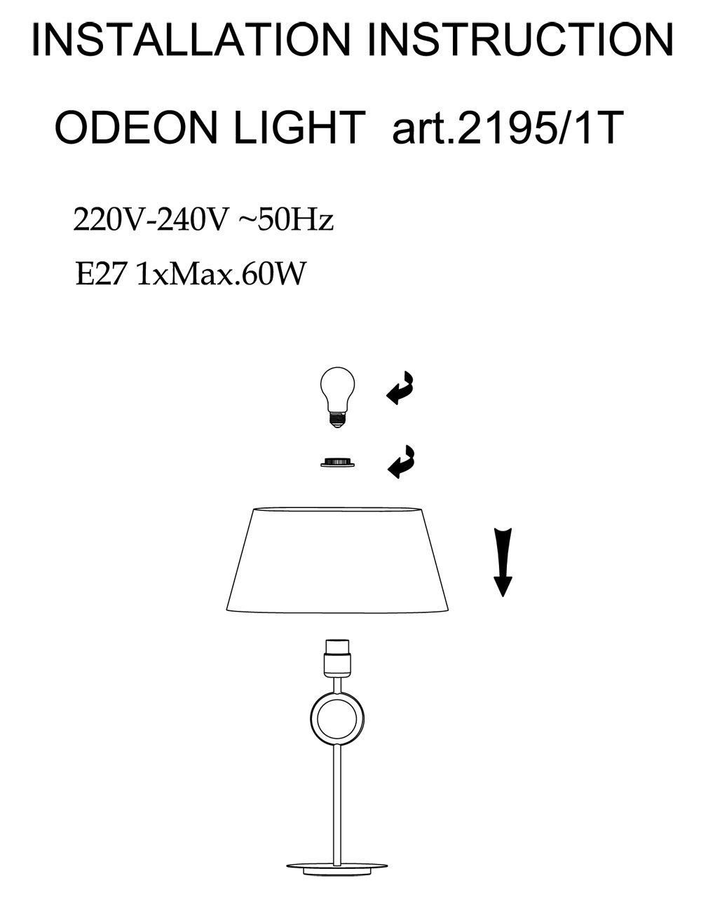 Настольная лампа Odeon Light Hotel 2195/1T
