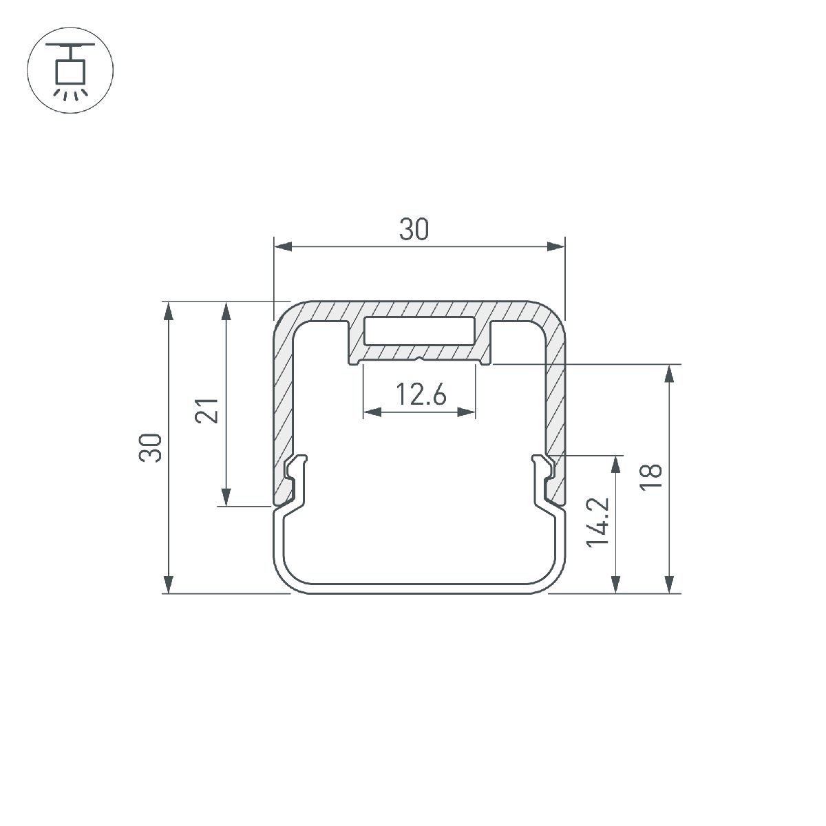 Профиль с экраном Arlight LINE-D-3030-2000 SQUARE OLIVE GREY+OPAL 055097