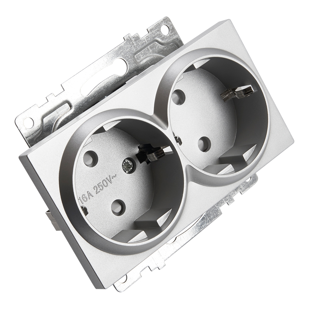 Розетка 2-местная с/з с защитной шторкой Stekker Катрин 39584