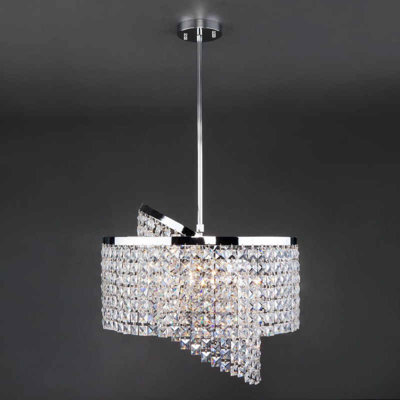 Подвесная люстра Eurosvet Leoni 10090/5 хром/прозрачный хрусталь Strotskis