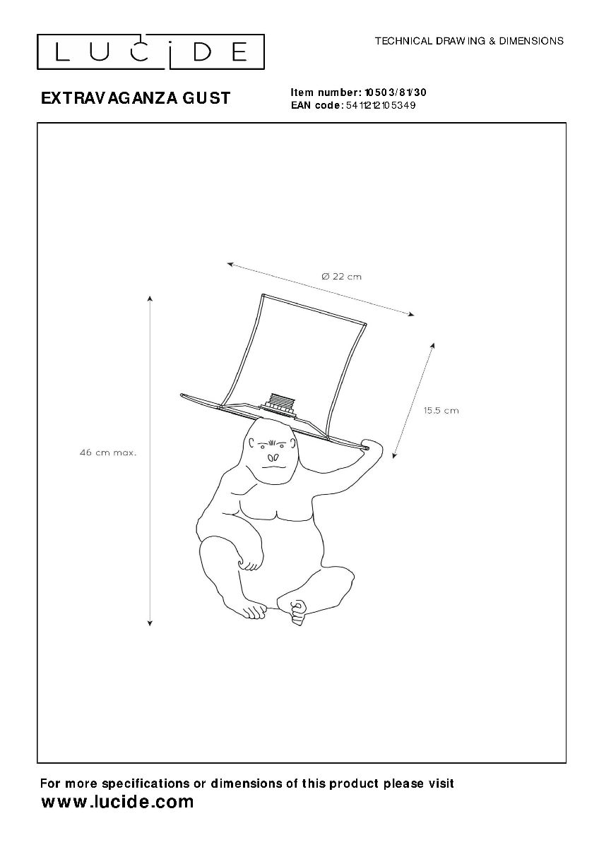 Настольная лампа Lucide Extravaganza Gust 10503/81/30