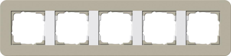 Рамка 5-постовая Gira E3 серо-бежевый/белый глянцевый 0215418
