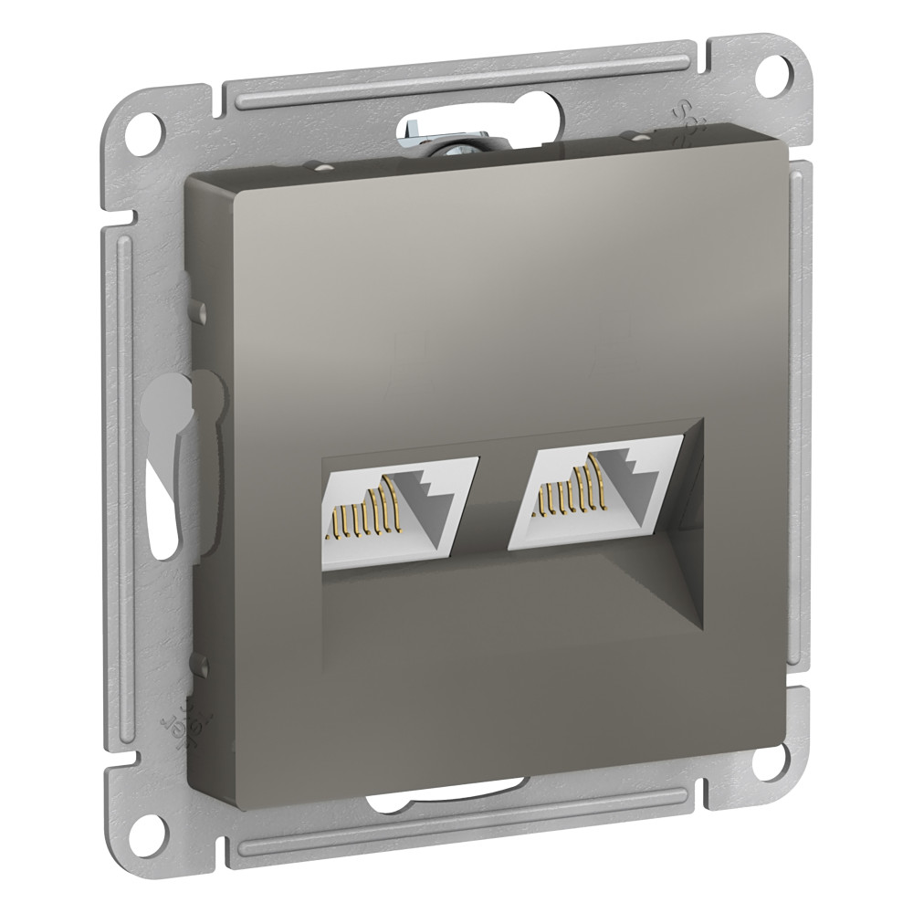 Розетка двойная компьютерная RJ45+RJ45, кат.5E Systeme Electric AtlasDesign Сталь ATN000985