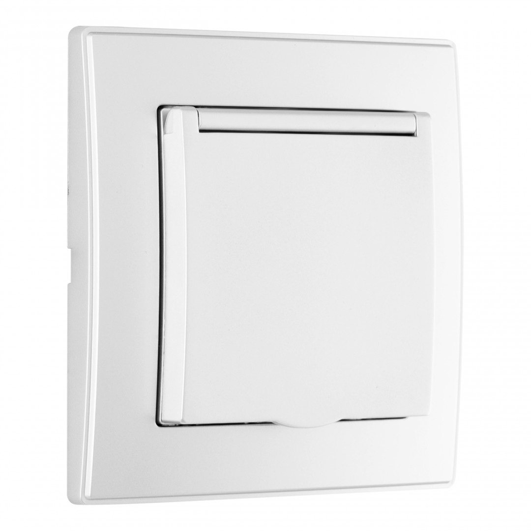 Комплект розетки с/з и шторками, защитной крышкой и рамкой Arte Milano SET06-1-41-1 silver