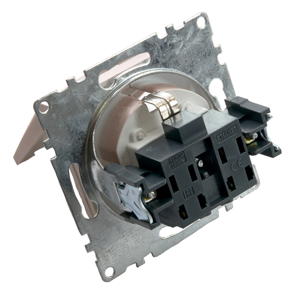 Розетка 1-местная с/з с защитной шторкой Stekker Катрин 39594