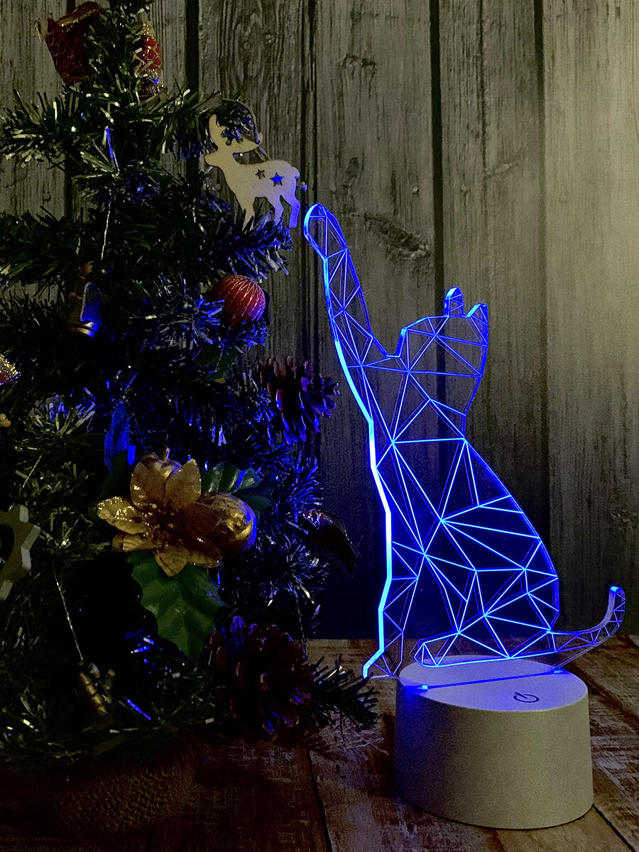 Фигурка светодиодная «Кошка» Uniel (UL-00007419) ULI-M501 RGB/3AAA Catty/White