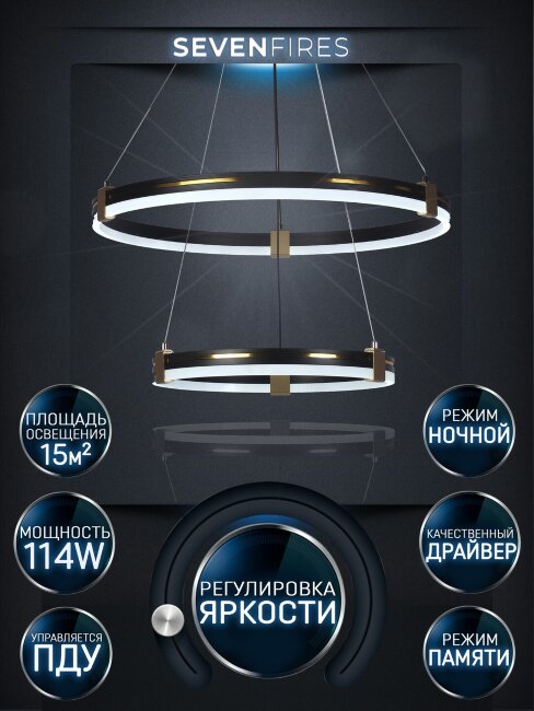 Подвесная люстра Seven Fires Luken SF5026/2P-BK-GD