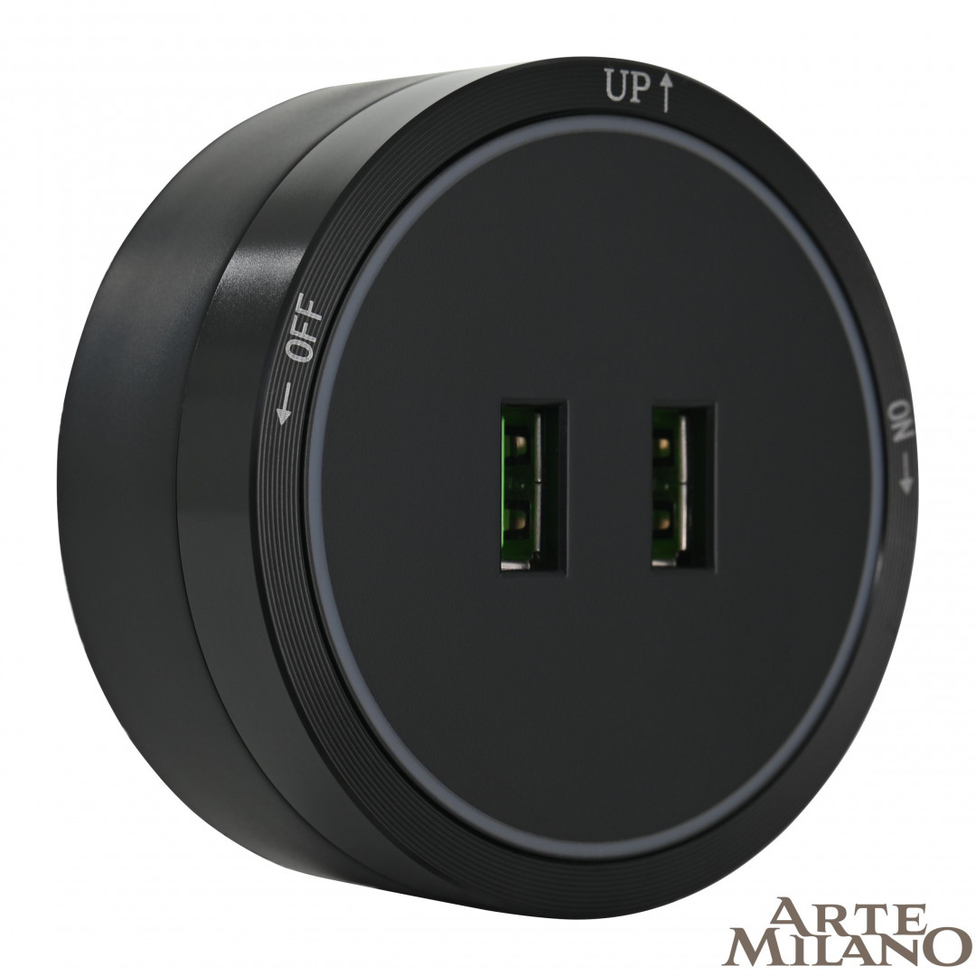 Трековая розетка Arte Milano Am-track-sockets 380066TS LED/USBx2 Black