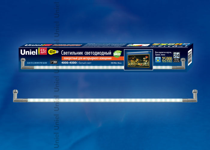 Подсветка для зеркал Uniel ULM-F31-5,5W/NW IP20 SILVER картон