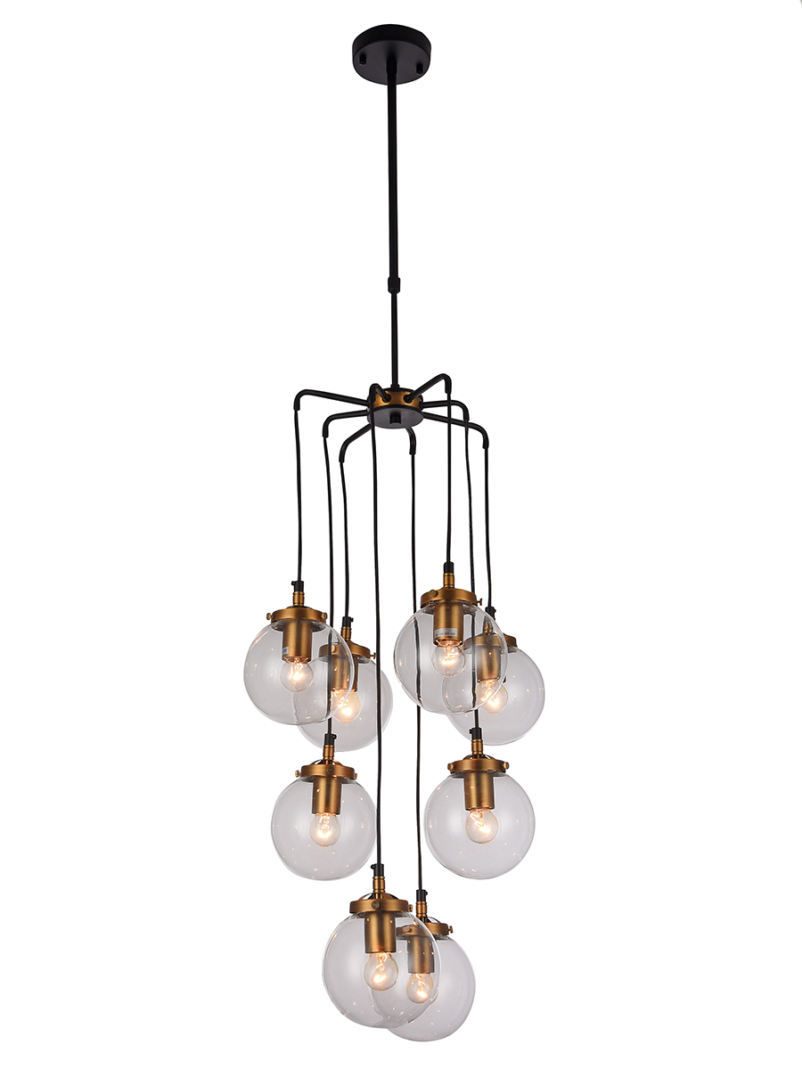 Подвесная люстра Elvan LU-172/8-E27-Bk-Gl