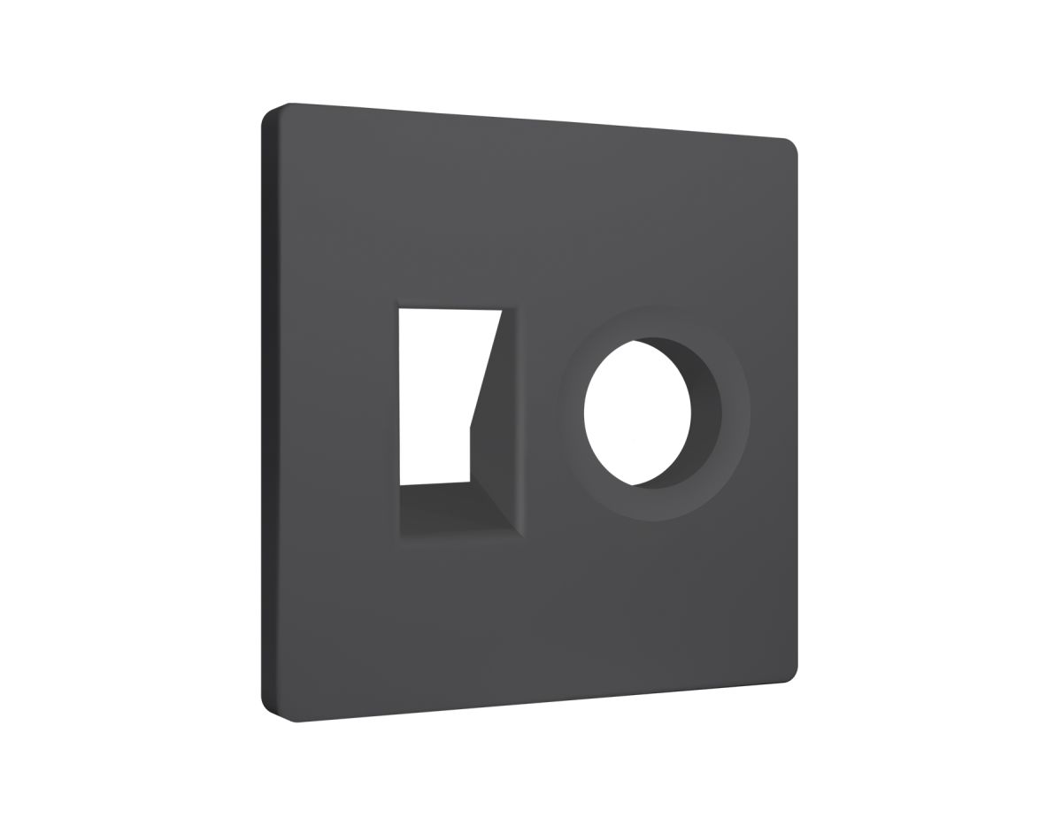 Лицевая панель Alfa (Графит мягкое касание) для компьютерной/телефонной + TV розетки RJ-45/RJ-11 Quant Ambrella Volt AP9125