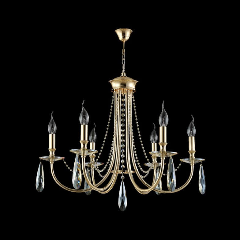 Подвесная люстра Crystal Lux Victoria SP6 Gold/Amber