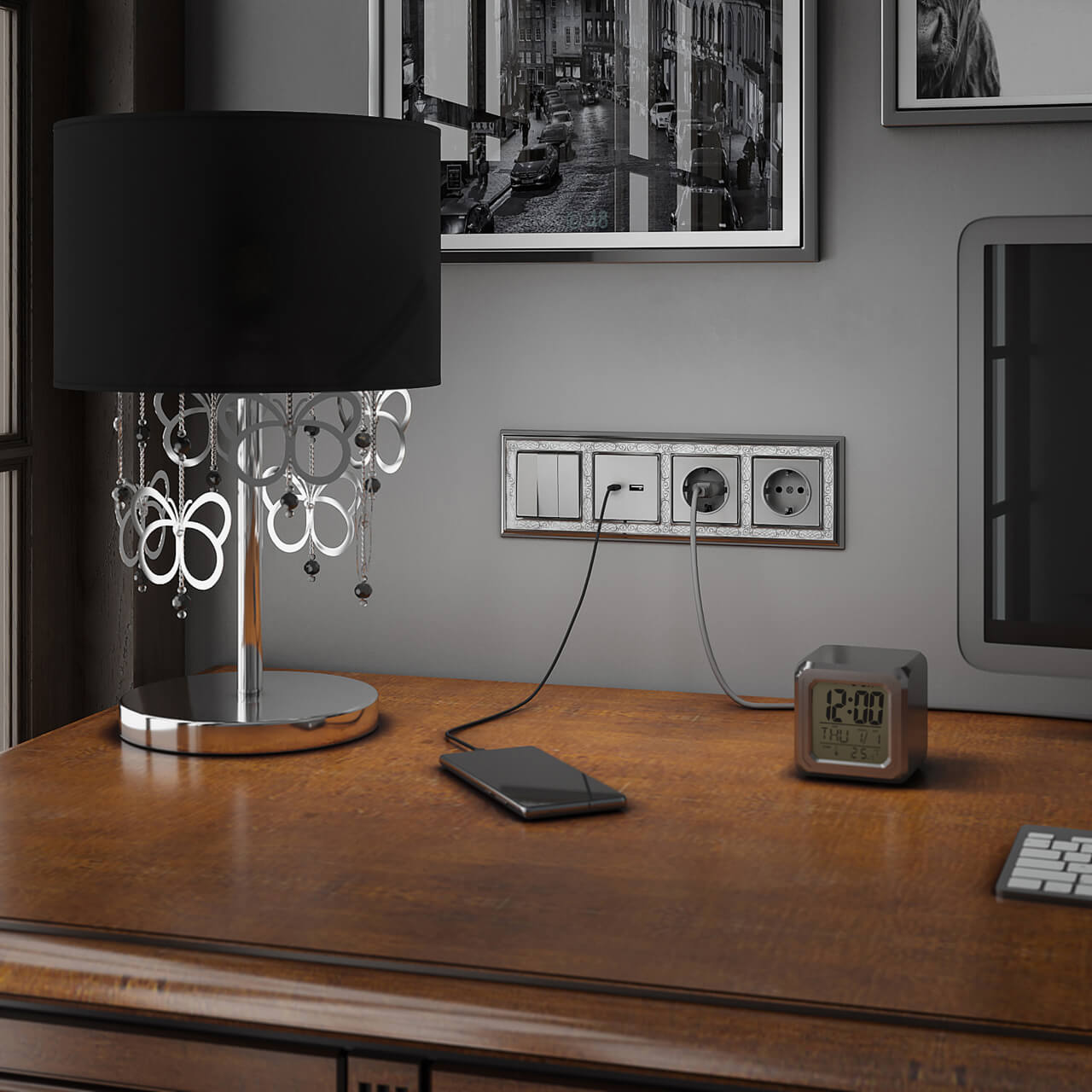 Розетка с заземлением и шторками Werkel серебряный W1171106 4690389156427