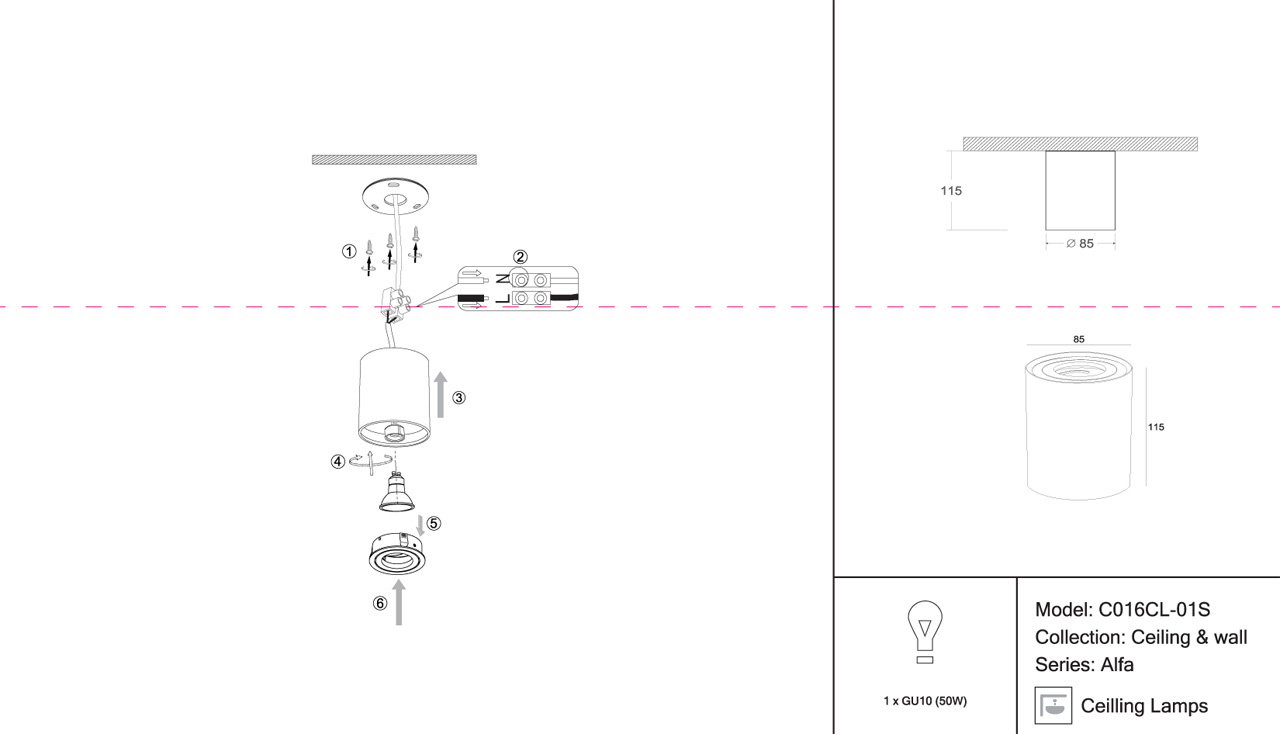 Потолочный светильник Maytoni Alfa C016CL-01S