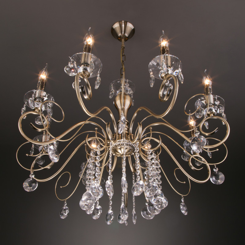 Подвесная люстра Eurosvet 10104/8 античная бронза/прозрачный хрусталь Strotskis