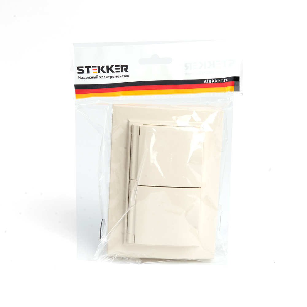 Розетка 2-местная с/з с крышкой Stekker Эрна PST16-9015-02 49137