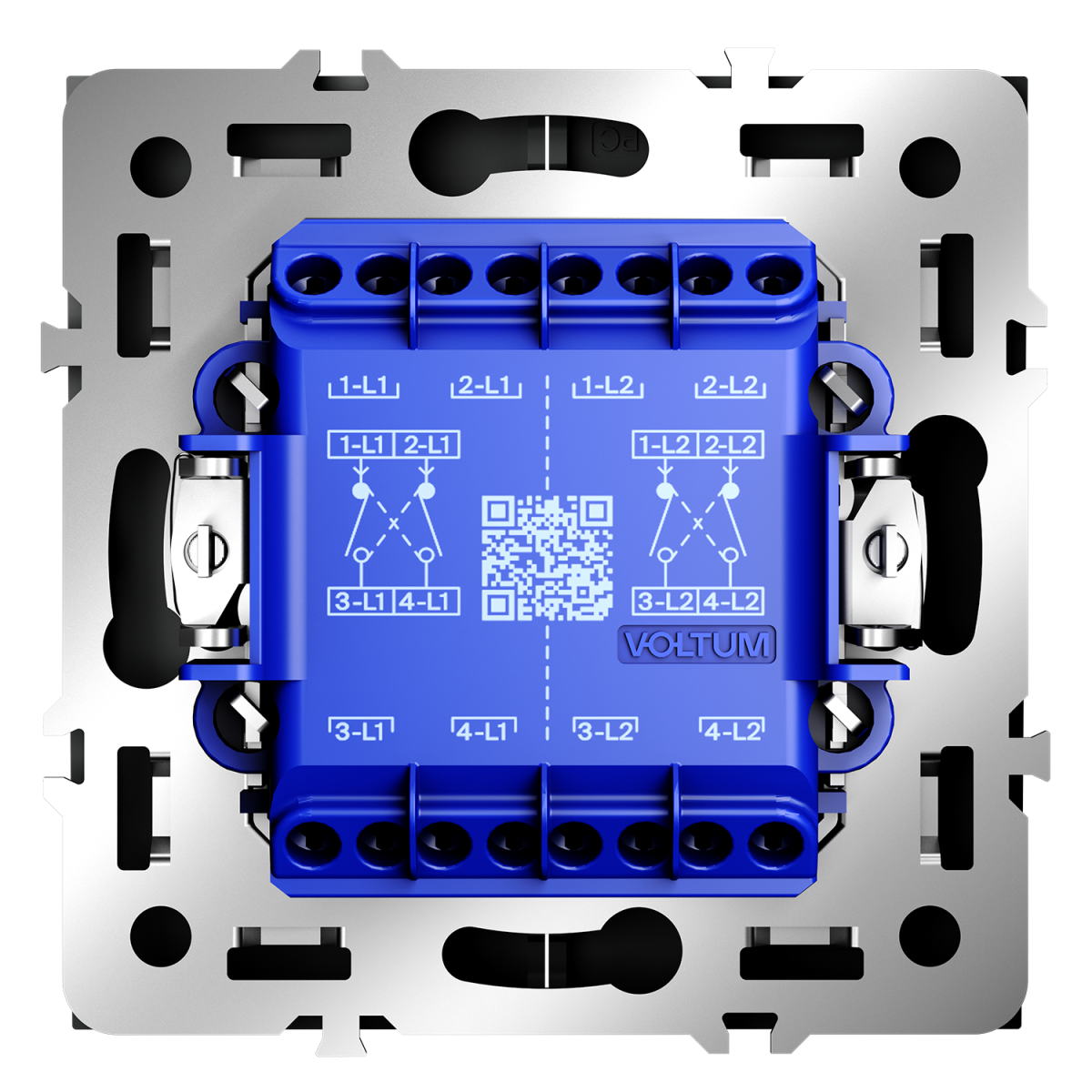 Перекрестный переключатель встраиваемый Voltum S70 двухклавишный 10А, (черный матовый) VLS020508