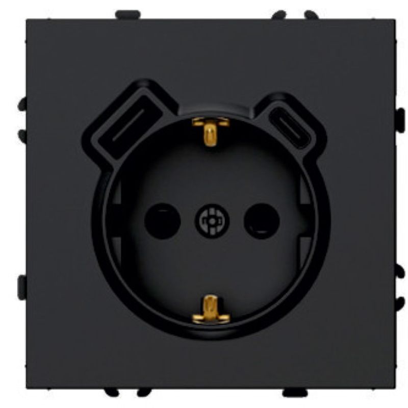 Розетка 1-местная з/ш с/з 16А + USB + Type C (механизм) Stekker Эмили 250В 20W черный уголь soft-touch RST16-5119-05 50218