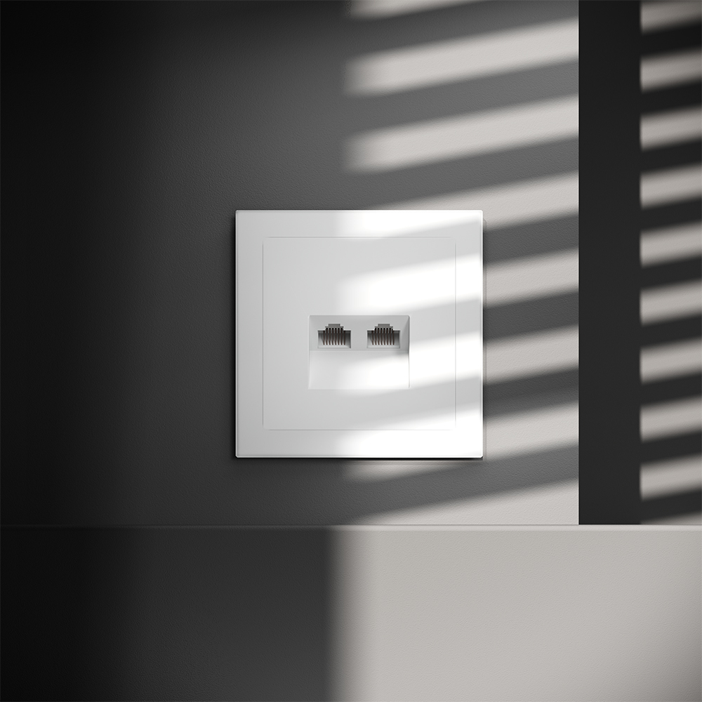 Розетка компьютерная двойная Voltum S70 VLS060202 (белый матовый)