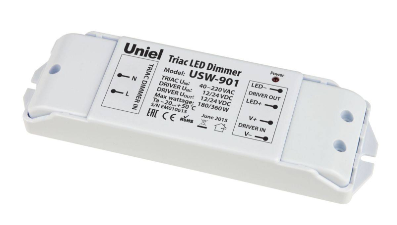 Диммер - преобразователь триак - ШИМ (11112) Uniel USW-901