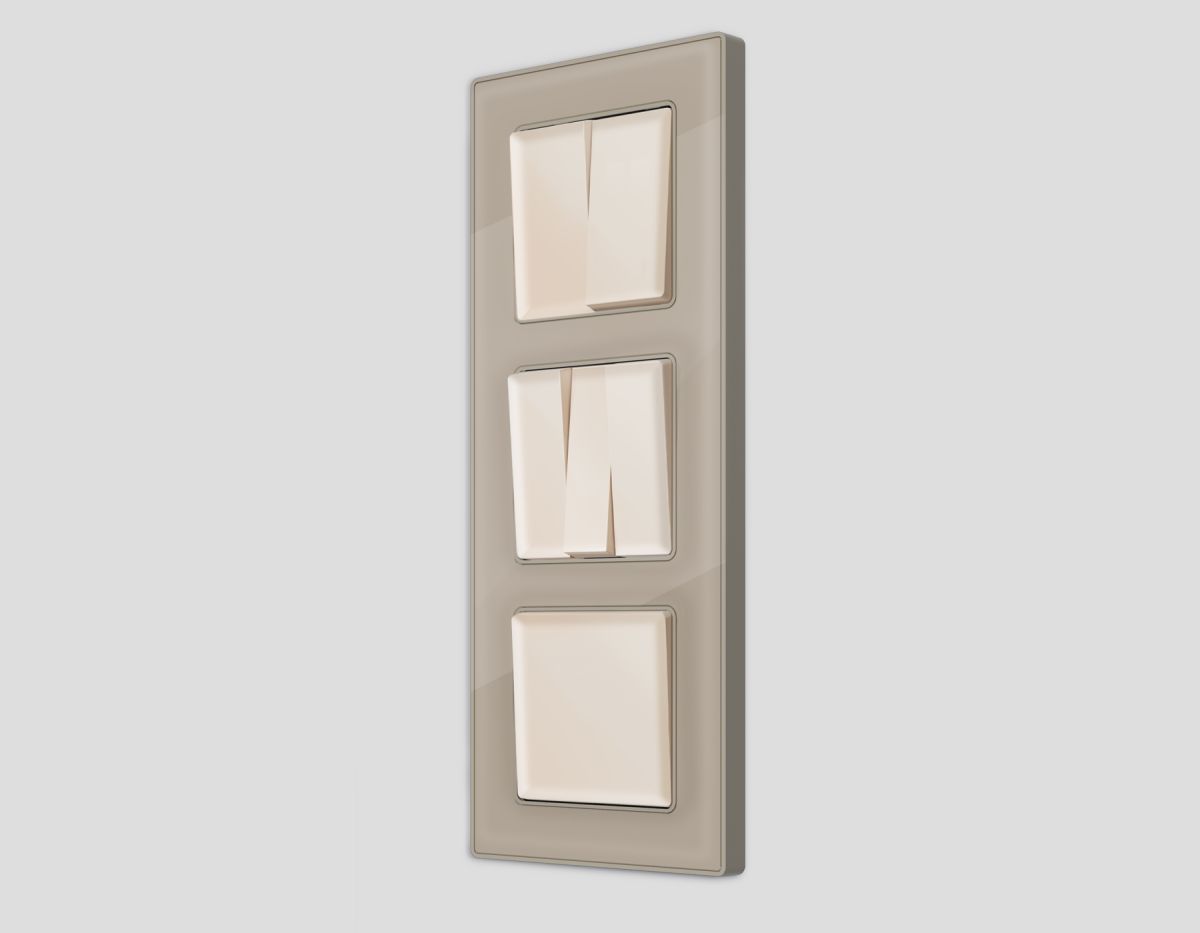 Комплект механизма 2-клавишного перекрестного выключателя 10A-250V Alfa Бежевый матовый Quant Ambrella Volt MA323030 (AP3230, VM125)